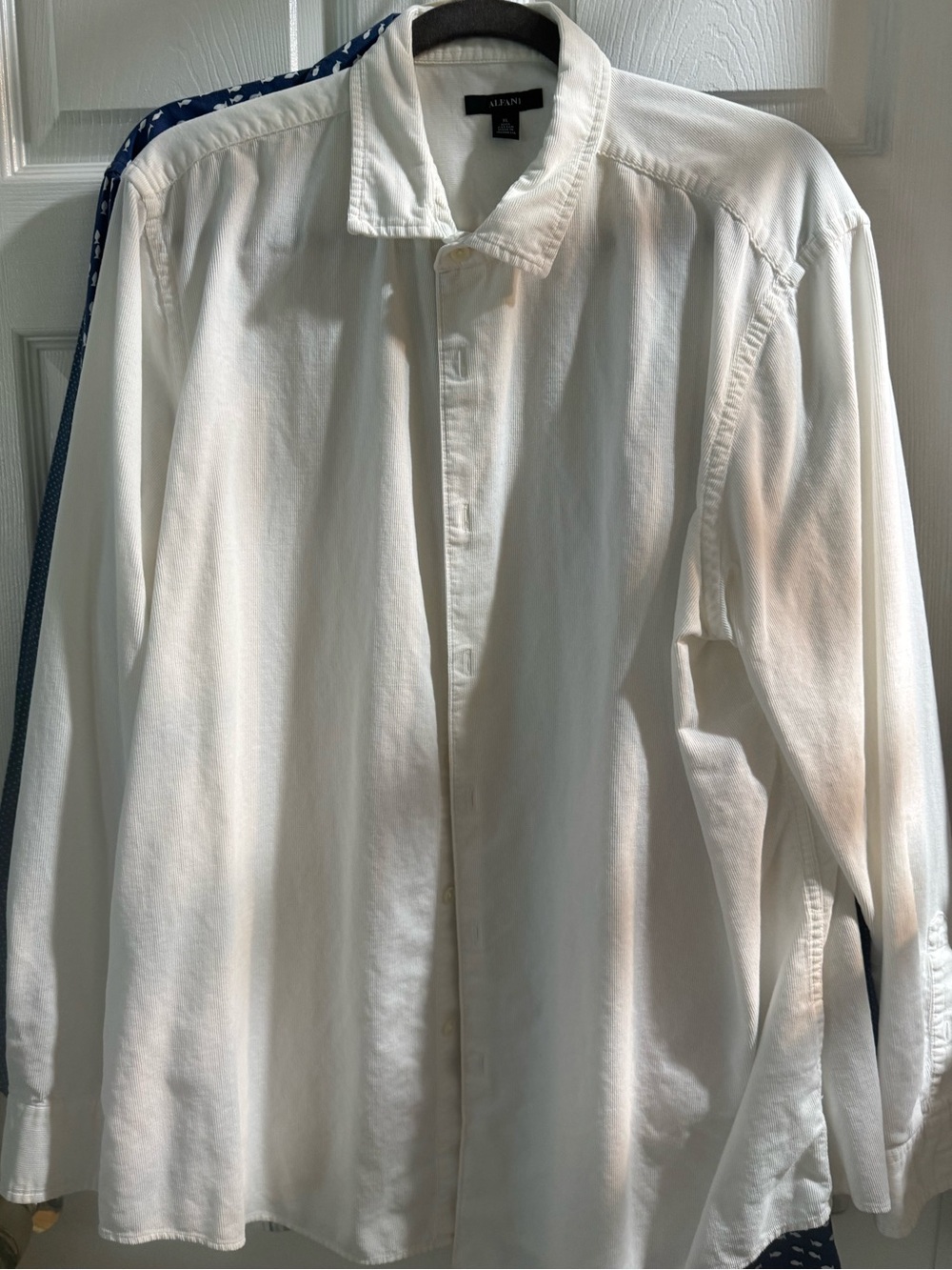 Alfani Men’s White Long-Sleeve Micro-Corduroy Shirt